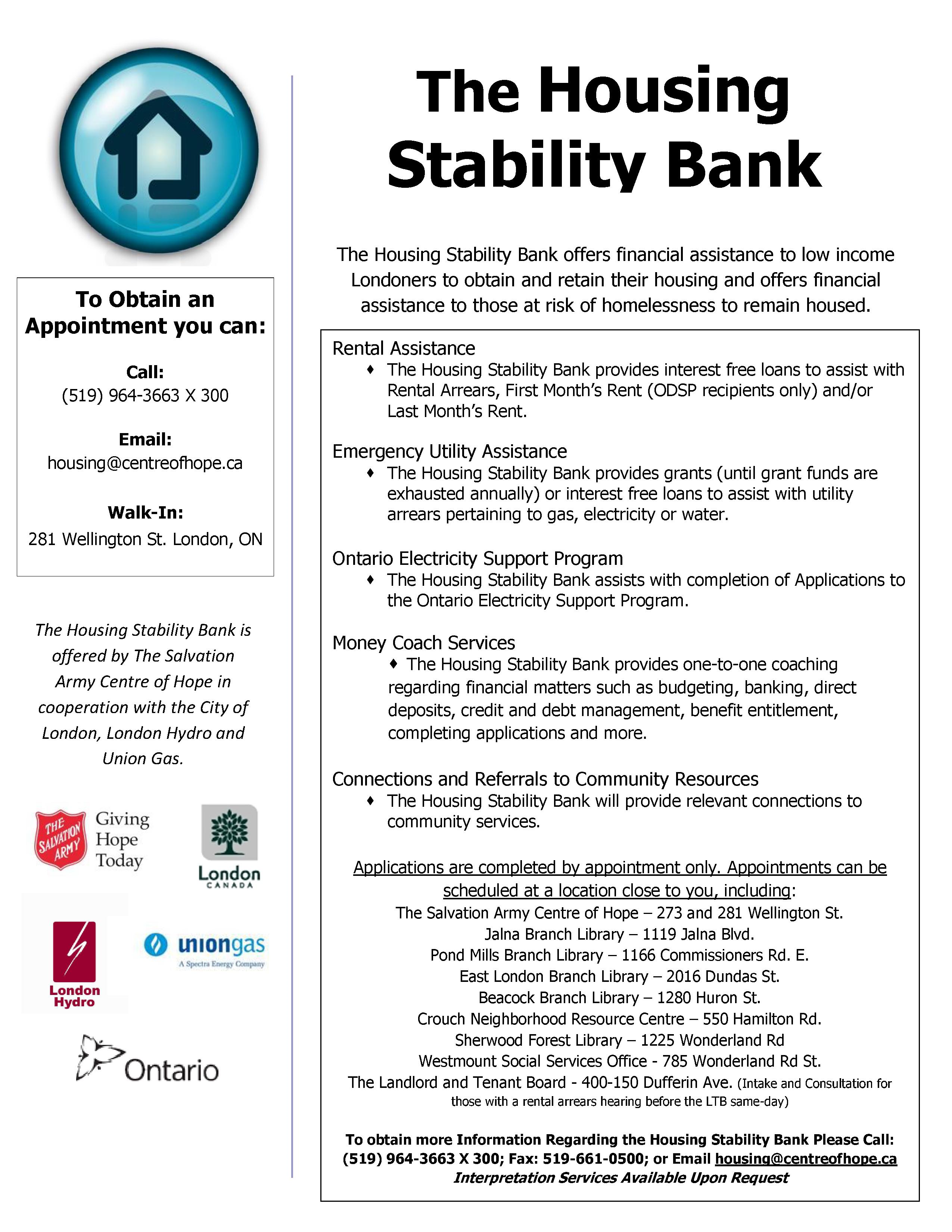 housing stability bank | the salvation army – centre of hope